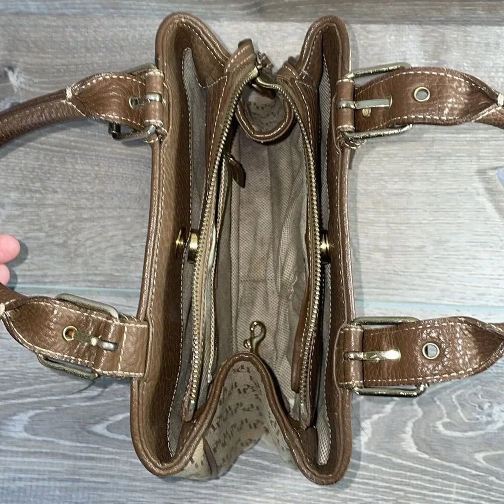 Dooney & Bourke Signature Monogram Canvas Small Buckle Satchel 8.5”x 4”x 12.5”